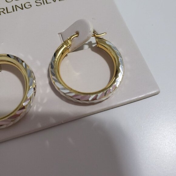 18KT Gold Over Sterling Silver Hoop Earrings - Picture 2 of 4